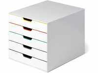 Durable Schubladenbox A4 (Varicolor Mix) 5 Fächer, mit Etiketten zur Beschriftung,