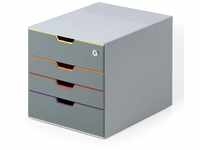 Durable Schubladenbox abschließbar (Varicolor 4 Safe) 4 Fächer, mit Etiketten zur