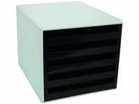 Metzger & Mendle 30050901 hellgraue Schubladenbox mit 5 schwarzen Schüben