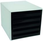 Metzger & Mendle 30050901 hellgraue Schubladenbox mit 5 schwarzen Sch&uuml;ben
