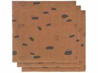 Jollein 535-855-65346 Mulltücher Spot Tupfen karamellbraun 3er Set 70x70 cm