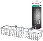 tesa ALUXX Duschkorb ohne Bohren, extra breit (45cm), Aluminium, verchromt, rostfrei,