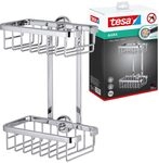 tesa ALUXX Duschregal ohne Bohren, Aluminium, verchromt, rostfrei, zweist&ouml;ckig,
