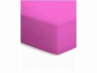 schlafgut Mako-Jersey Basic Spannbetttuch, Baumwolle, pink, 200 x 100 cm