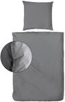 Hahn Baumwolle Stone Washed Bettw&auml;sche 2 TLG. mit Rei&szlig;verschluss weich
