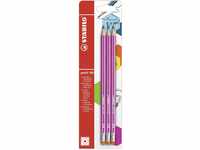 Bleistift mit Radierer - STABILO pencil 160 in pink - 3er Pack - Härtegrad HB