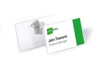 Durable Namensschild (mit Kombiklemme, 54 x 90 mm) Packung &agrave; 50 St&uuml;ck, transparent,