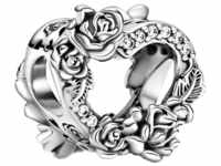 Pandora People Offenes Herz & Rosen Charm aus Sterling Silber/Größe: 1,4cm