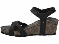 Panama Jack Damen Julia Basics Offene Sandalen mit Keilabsatz, Schwarz (Black), 40 EU