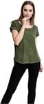 Urban Classics TB1196 Damen T-Shirt Ladies Long Back Shaped Spray Dye Tee Gr&uuml;n