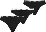 PUMA Damen Unterw&auml;sche Unterhosen 3 String Thong im Vorteilspack (Black, S)