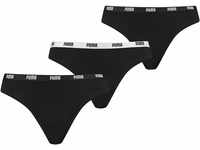 PUMA Damen Unterwäsche Unterhosen 3 String Thong im Vorteilspack (Black, S)