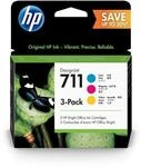 HP 711 3er-Pack Cyan, Magenta und Gelb 28 ml Original Druckerpatrone (P2V32A) mit