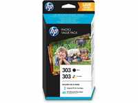HP Z4B62EE 303 Photo Value Pack mit 2 Druckerpatronen (Schwarz, Farbe) und 40...