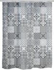 WENKO Duschvorhang Portugal, Textil-Vorhang f&uuml;rs Badezimmer, mit Ringen zur