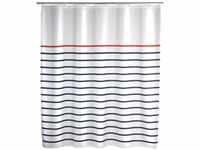 WENKO Duschvorhang Marine White, Textil-Vorhang fürs Badezimmer, mit Ringen zur