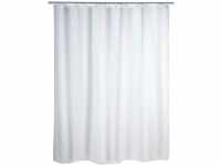 WENKO Duschvorhang Uni Weiß, Textil-Vorhang fürs Badezimmer, mit Ringen zur
