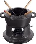 STAUB Fondue Set mit 4 Gabeln, Gusseisen, 16 cm, 1,1 l, F&uuml;r K&auml;se- Schoko- und