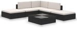 vidaXL 6-TLG. Garten-Lounge-Set mit Auflagen Poly Rattan Schwarz
