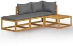 vidaXL Akazienholz Massiv Gartenm&ouml;bel Set 4-TLG. mit Auflage Gartensofa Lounge