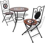 vidaXL Mosaik-Bistrotisch 60 cm mit 2 St&uuml;hlen terrakotta/wei&szlig; (41534+41535)