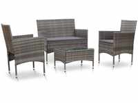 vidaXL Gartenmöbel 4-TLG. mit Auflagen Sitzgruppe Lounge Sofa Sessel...
