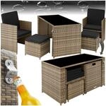 tectake Poly Rattan Sitzgruppe, 5- teiliges Lounge Gartenm&ouml;bel Set mit Tisch,...