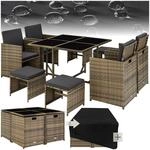 tectake Lounge M&ouml;bel Set aus 4X St&uuml;hle, 1x Tisch, 4X Hocker, wetterfest und