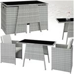 tectake&reg; Poly Rattan Sitzgruppe f&uuml;r 2 Personen, Outdoor M&ouml;bel platzsparend