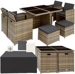tectake&reg; Rattan Lounge M&ouml;bel Set mit Aluminium Gestell, 4 St&uuml;hle, 4 Hocker,...