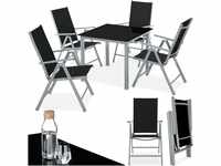tectake® Gartenmöbel Set mit Tisch und 4 klappbaren Stühlen mit Verstellbarer