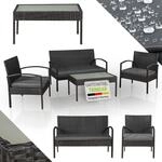 Juskys Polyrattan Gartenm&ouml;bel Set Trinidad mit Tisch, Sofa & 2 St&uuml;hlen - 4 Personen