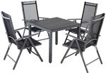 Casaria&reg; Gartenm&ouml;bel Set 4 St&uuml;hle mit WPC Tisch 80x80cm Aluminium Sicherheitsglas