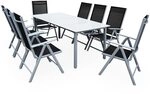 Casaria&reg; Gartenm&ouml;bel Set 8 St&uuml;hle mit Tisch 190x90cm Aluminium...