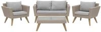 4-Sitzer Lounge Set 4-teilig Rattan braun Auflagen grau modern Vittoria