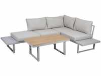 Greemotion Lounge-Set Aruba aus Aluminium für 4 Personen, 3-teilig, Grau Mittel