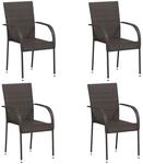 vidaXL 4X Gartenstuhl Stapelbar Gartensessel Stapelstuhl Essstuhl Stapelsessel Stuhl