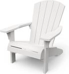 Keter Troy Adirondack Gartenstuhl wei&szlig;, wetterfest, Holz-Look, stabil bis 160 kg,