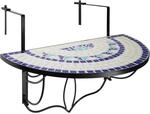 tectake&reg; Balkonh&auml;ngetisch Mosaik, halbkreisf&ouml;rmiges Design, Balkontisch...