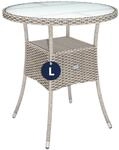 Casaria&reg; Polyrattan Gartentisch 60cm Rund 5mm Sicherheitsglas H&ouml;henverstellbar 80kg