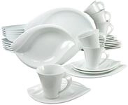 CreaTable, 14742, Serie ACACIA weiss, 30-teiliges Geschirrset f&uuml;r 6 Personen,