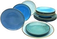 CreaTable, 20966, Serie NATURE COLLECTION AQUA, 12-teiliges Geschirrset, Teller Set