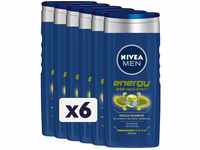 NIVEA MEN Energy Duschshampoo 6 x 250 ml, revitalisierender Duschschaum für Körper,