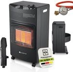 Juskys&reg; Keramik Gasheizung GS42US in Schwarz - 4200 W mit Druckregler &...