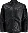 JACK & JONES Kunstlederjacke Herren,Schwarz-2,XS