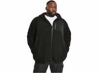 Urban Classics Herren Hooded Sherpa Zip Jacket Jacke, Schwarz (Black 00007),