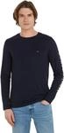 Tommy Hilfiger Herren Langarmshirt Tommy Logo Baumwolle, Blau (Desert Sky), XL