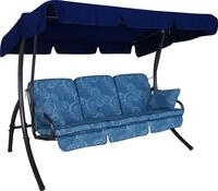 ANGERER Hollywoodschaukel Comfort grau-blau gebl&uuml;mt | Gartenschaukel Made in