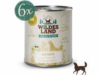Wildes Land - Nassfutter für Hunde - Bio Huhn - 6 x 800 g -Getreidefrei - Extra