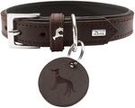 HUNTER Hundehalsband LARVIK aus Softvollrindleder, edles Lederhalsband mit